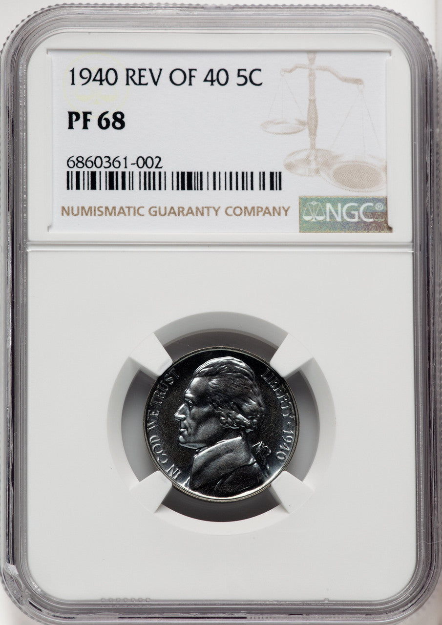 1940 5C Proof Jefferson Nickel NGC PR68
