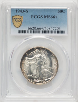 1943-S 50C Walking Liberty Half Dollar PCGS MS66+