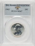 1963 25C Washington Quarter PCGS MS67