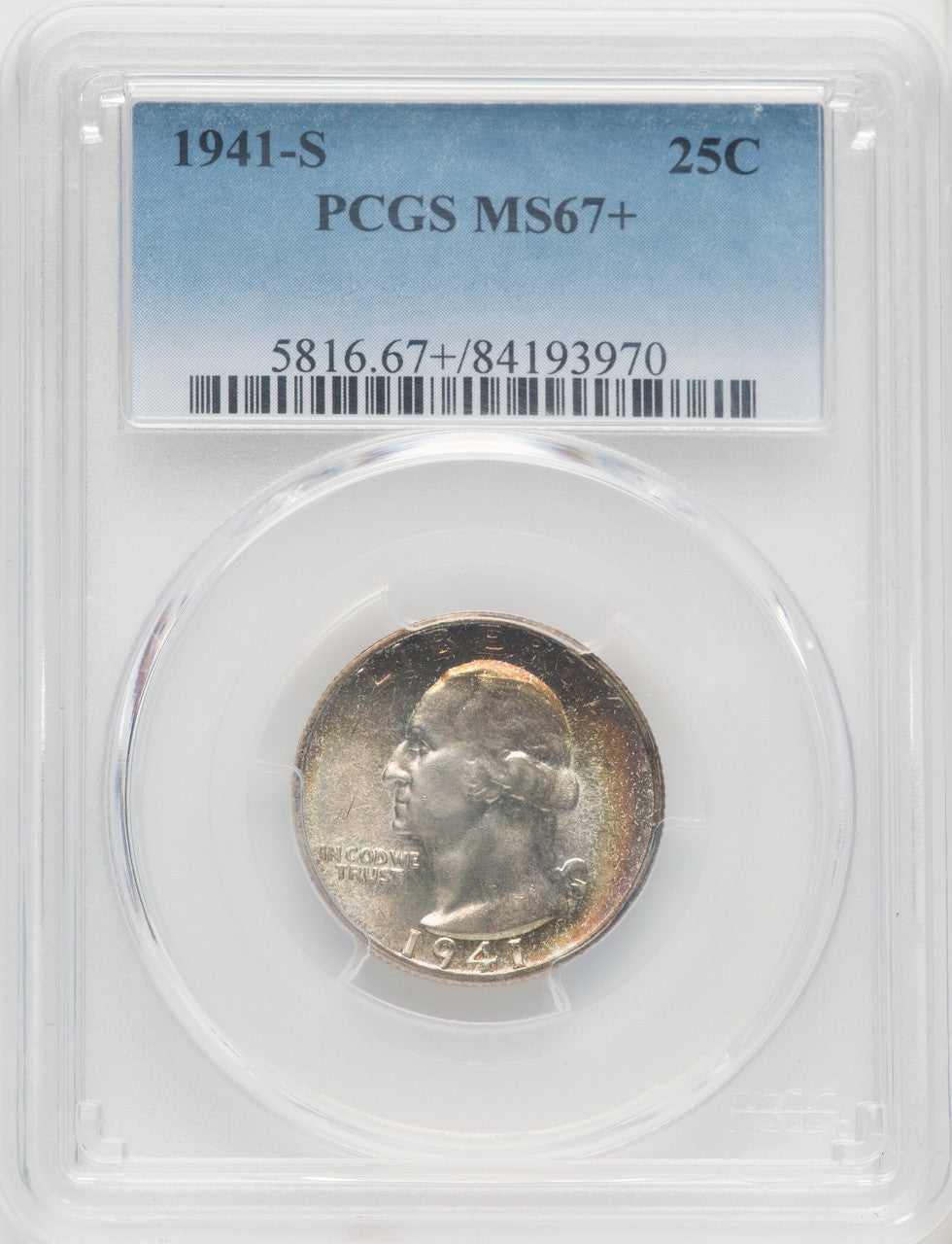 1941-S 25C Washington Quarter PCGS MS67+