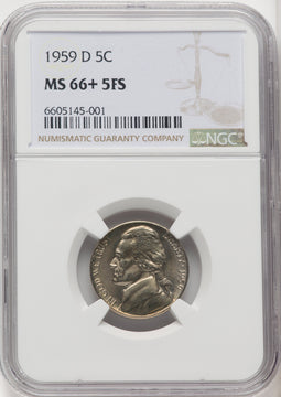 1959-D 5C FS Jefferson Nickel NGC MS66+