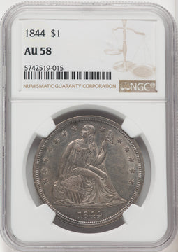 1844 S$1 Seated Dollar NGC AU58