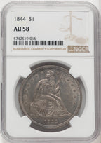 1844 S$1 Seated Dollar NGC AU58