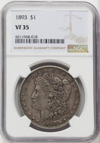 1893 $1 Morgan Dollar NGC VF35