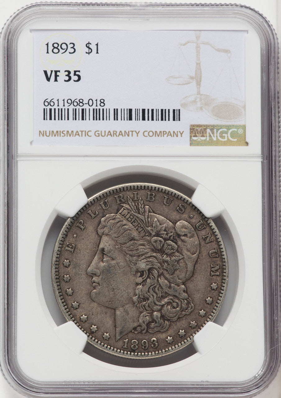 1893 $1 Morgan Dollar NGC VF35
