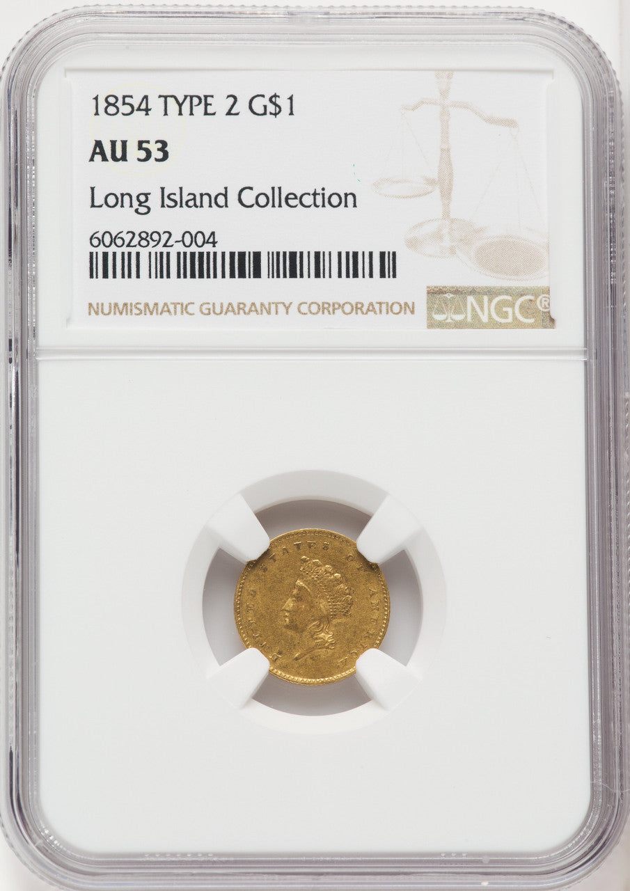 1854 G$1 Type Two Gold Dollar NGC AU53 (766993040)