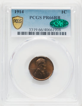 1914 1C RB CAC Proof Lincoln Cent PCGS PR66