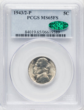1943/2-P 5C FS CAC Jefferson Nickel PCGS MS65