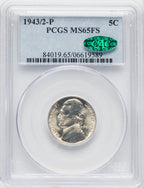 1943/2-P 5C FS CAC Jefferson Nickel PCGS MS65