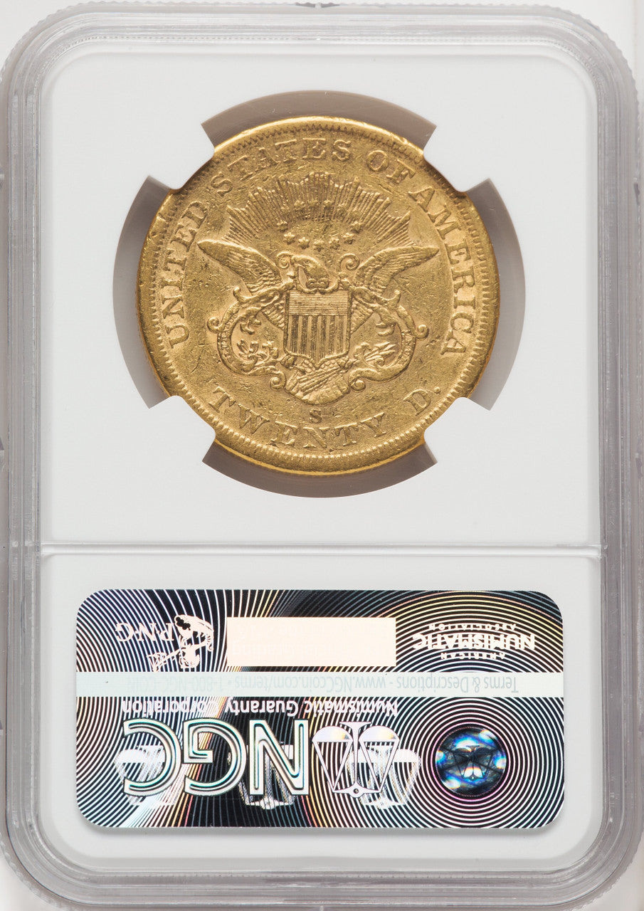 1860-S $20 Liberty Double Eagle NGC AU50