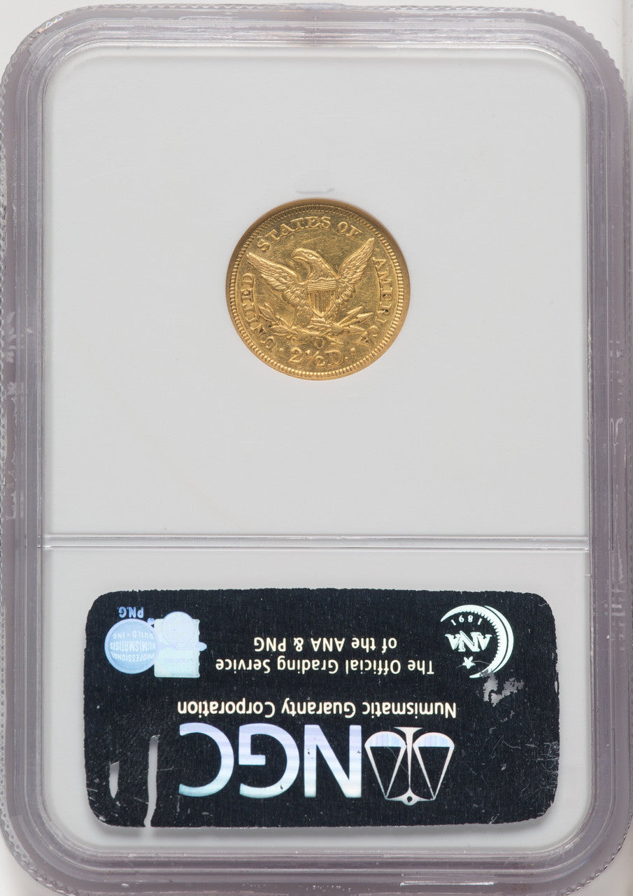 1852-O $2.50 Brown Label Liberty Quarter Eagle NGC AU58