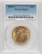 1888-S $10 Blue Gradient Liberty Eagle PCGS MS63