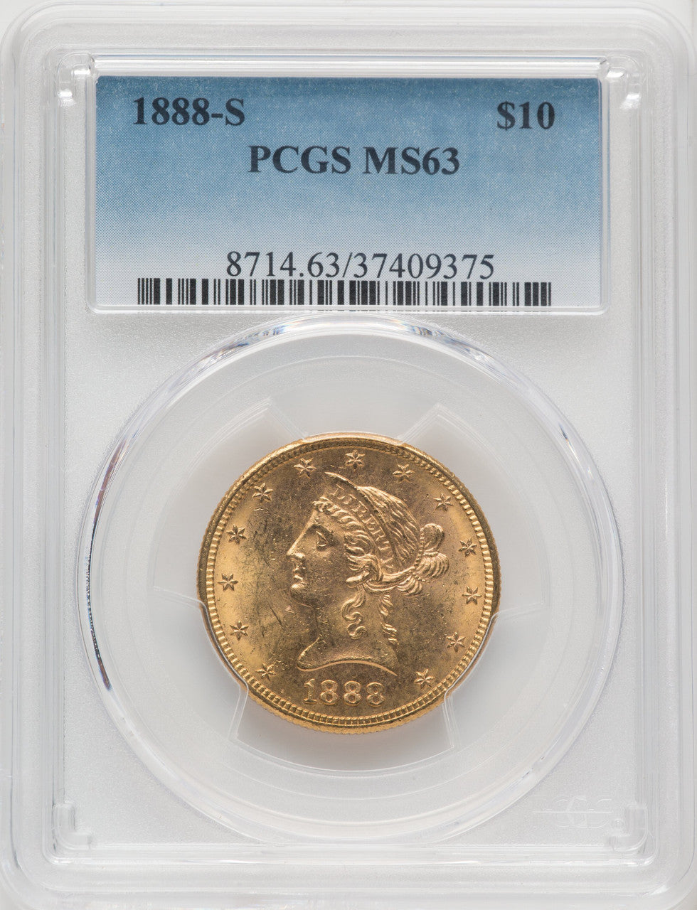 1888-S $10 Blue Gradient Liberty Eagle PCGS MS63