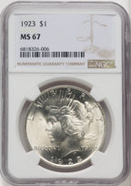 1923 $1 Peace Dollar NGC MS67 (765810057)