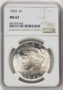 1924 $1 Peace Dollar NGC MS67 (765692001)