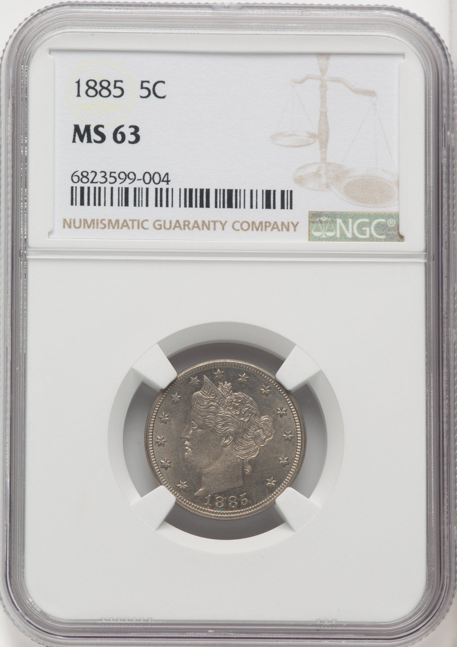 1885 5C Liberty Nickel NGC MS63