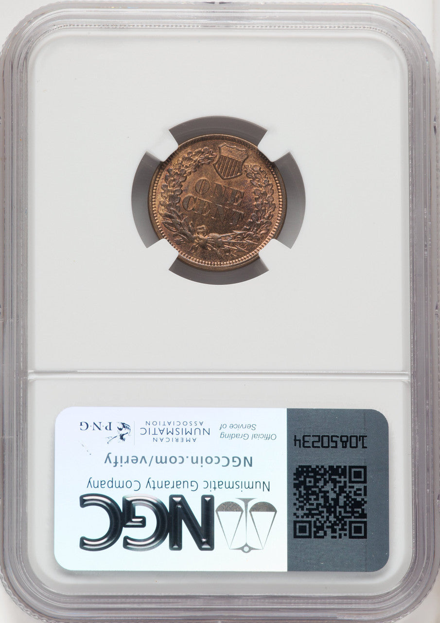1864 1C L On Ribbon BN Indian Cent NGC MS65