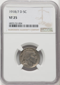 1918/7-D 5C FS-101 Buffalo Nickel NGC VF25
