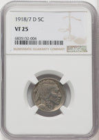 1918/7-D 5C FS-101 Buffalo Nickel NGC VF25