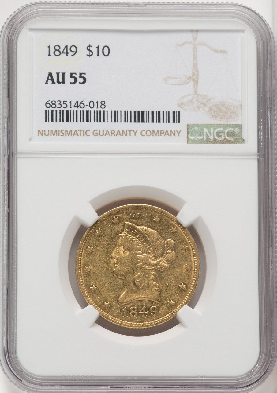 1849 $10 Liberty Eagle NGC AU55