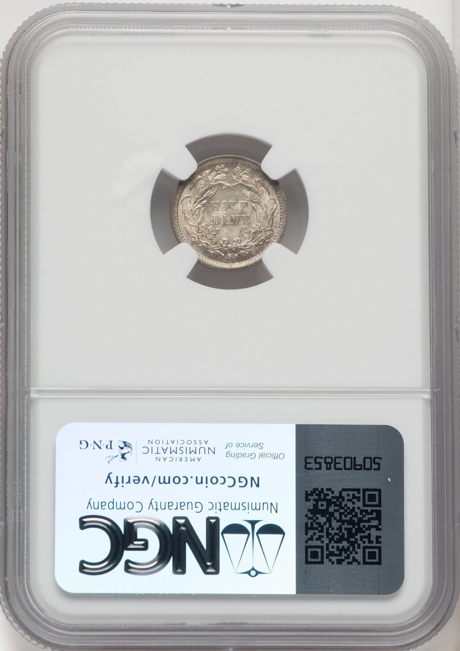 1872-S H10C Mintmark Below Bow Seated Half Dime NGC MS66