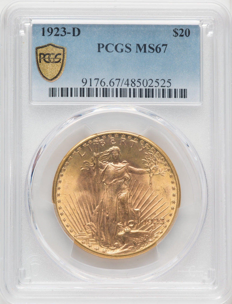 1923-D $20 Saint-Gaudens Double Eagle PCGS MS67 (767242006)