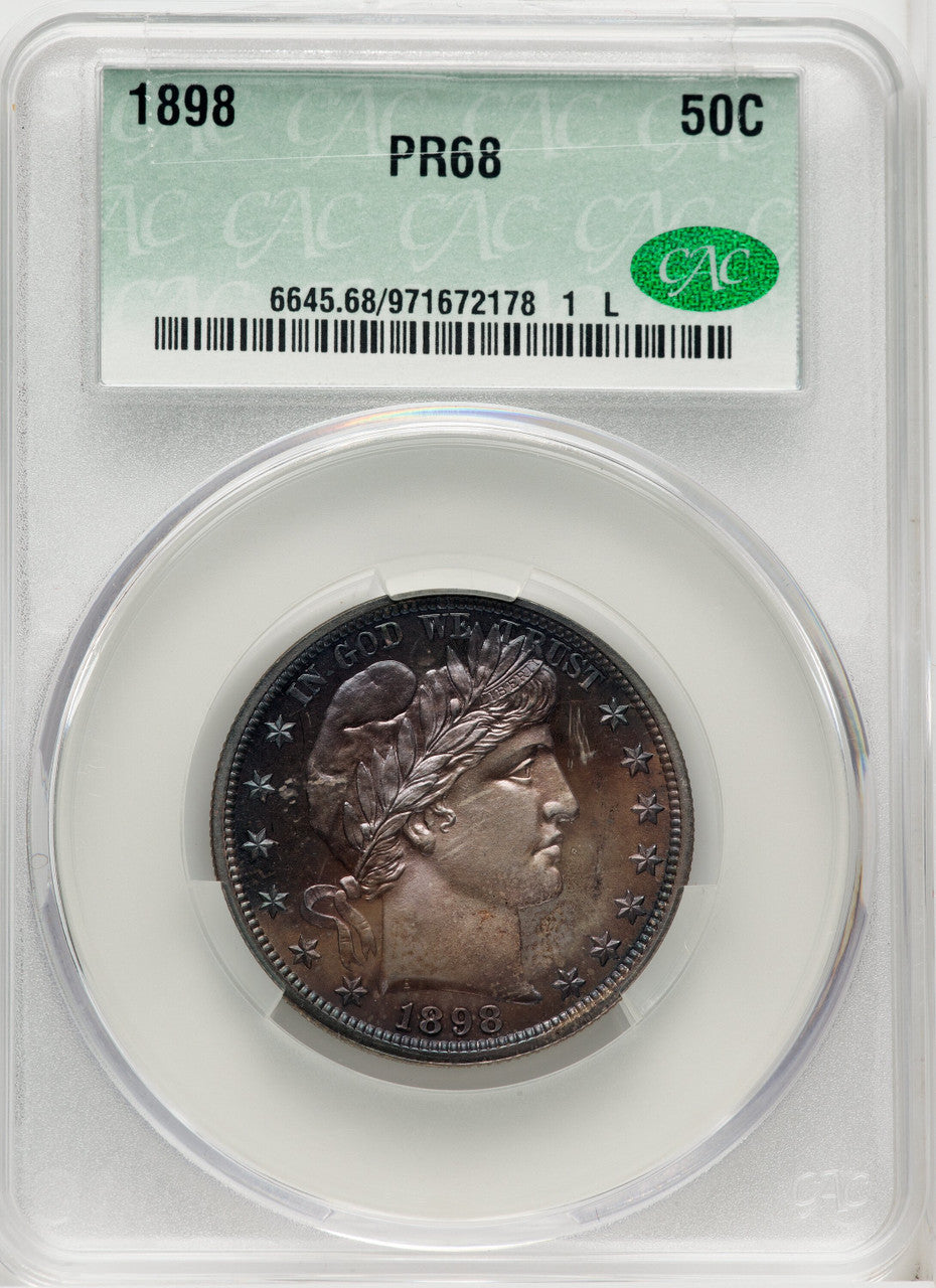 1898 50C Proof Barber Half Dollar CACG PR68
