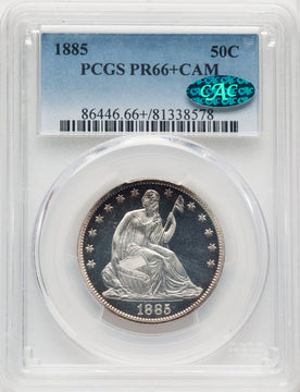 1885 50C CA CAC Proof Seated Half Dollar PCGS PR66+