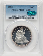 1885 50C CA CAC Proof Seated Half Dollar PCGS PR66+