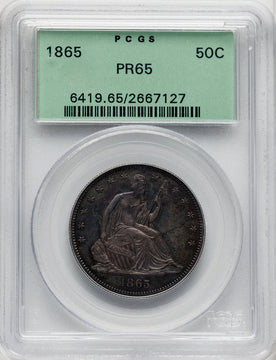 1865 50C Proof Seated Half Dollar PCGS PR65