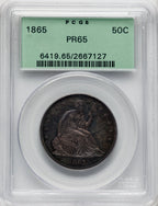 1865 50C Proof Seated Half Dollar PCGS PR65