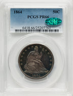 1864 50C CAC Proof Seated Half Dollar PCGS PR66