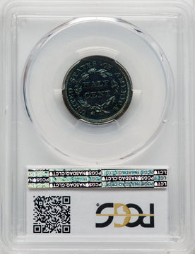 1849 1/2 C Small Date First Restrike B-2 BN Proof Half Cent PCGS PR64