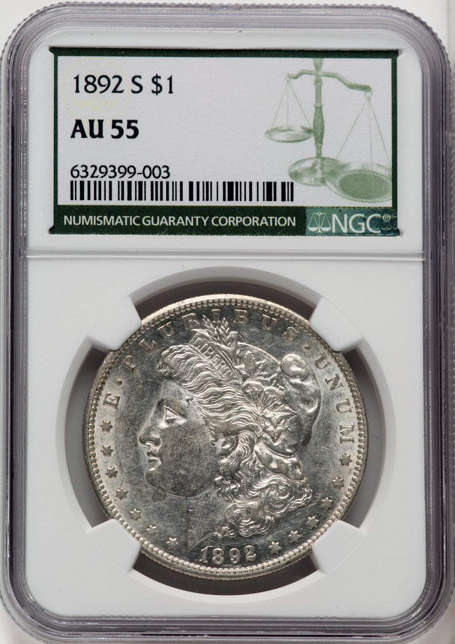 1892-S $1 Green Label Morgan Dollar NGC AU55