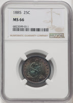 1885 25C Seated Quarter NGC MS66