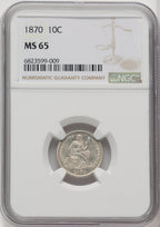 1870 10C Seated Dime NGC MS65