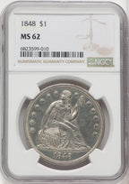1848 S$1 Seated Dollar NGC MS62