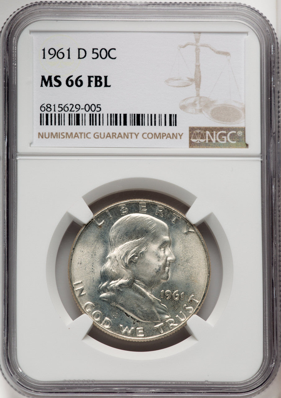 1961-D 50C FL Franklin Half Dollar NGC MS66 (765692018)
