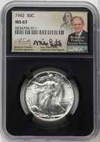 1942 50C Mike Castle Blk Core Franklin Series Walking Liberty Half Dollar NGC MS67 (762731006)