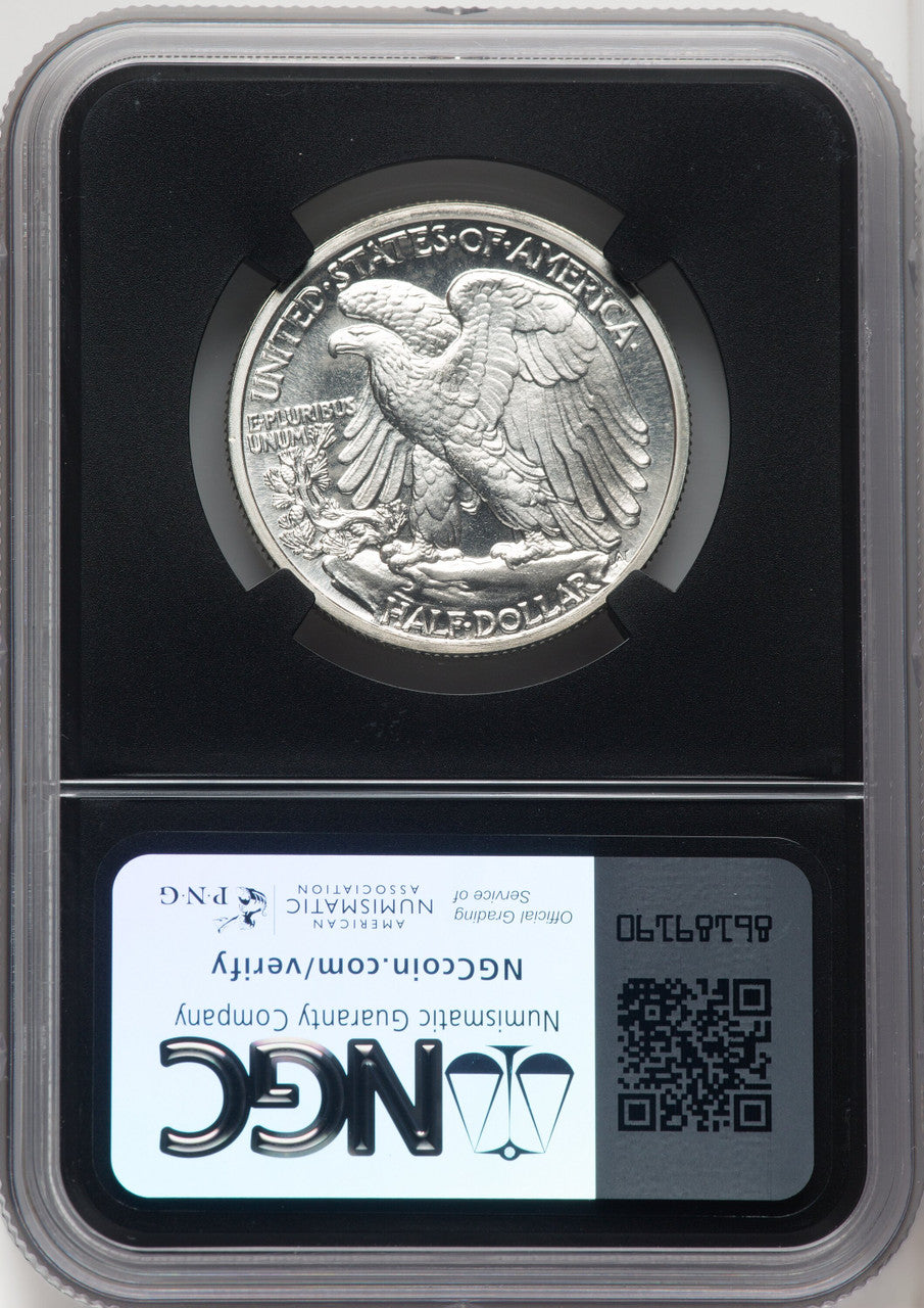 1942 50C Mike Castle Blk Core Franklin Series Proof Walking Liberty Half Dollar NGC PR68