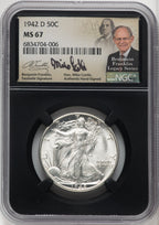 1942-D 50C Mike Castle Blk Core Franklin Series Walking Liberty Half Dollar NGC MS67 (518448027)