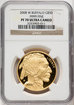 2008-W $50 One-Ounce Gold Buffalo .9999 Fine Gold NGC PF70 (505934025)