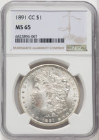 1891-CC $1 Morgan Dollar NGC MS65