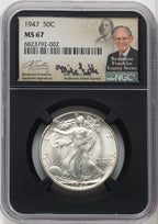 1947 50C Mike Castle Blk Core Franklin Series Walking Liberty Half Dollar NGC MS67