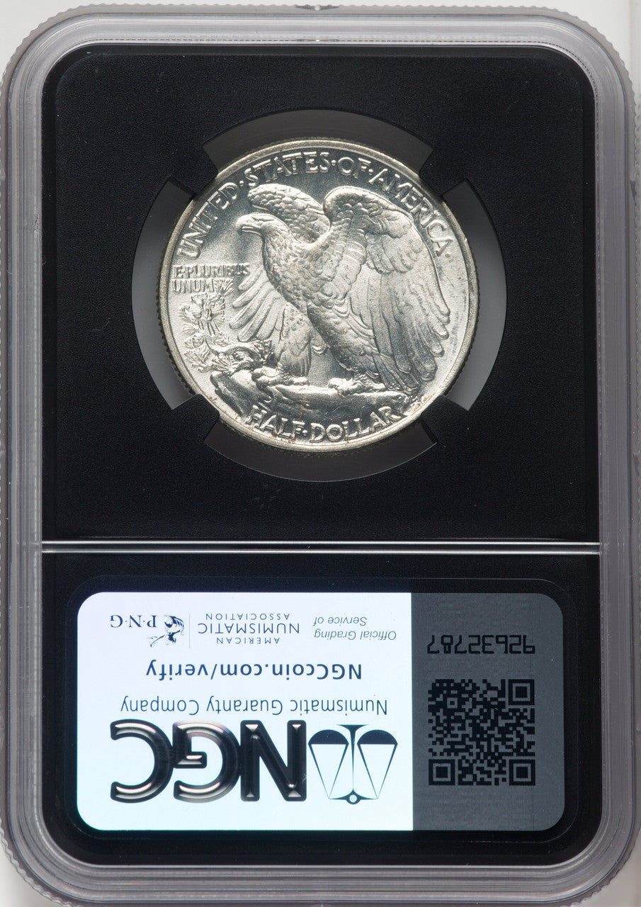 1945 50C Mike Castle Blk Core Franklin Series Walking Liberty Half Dollar NGC MS67
