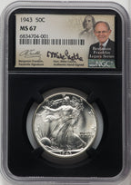 1943 50C Mike Castle Blk Core Franklin Series Walking Liberty Half Dollar NGC MS67