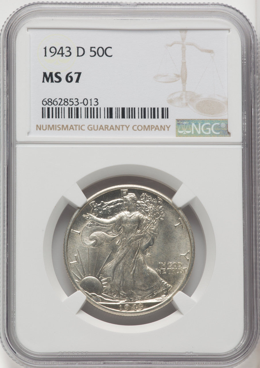 1943-D 50C Walking Liberty Half Dollar NGC MS67 (765523006)