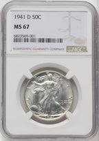1941-D 50C Walking Liberty Half Dollar NGC MS67 (764290010)
