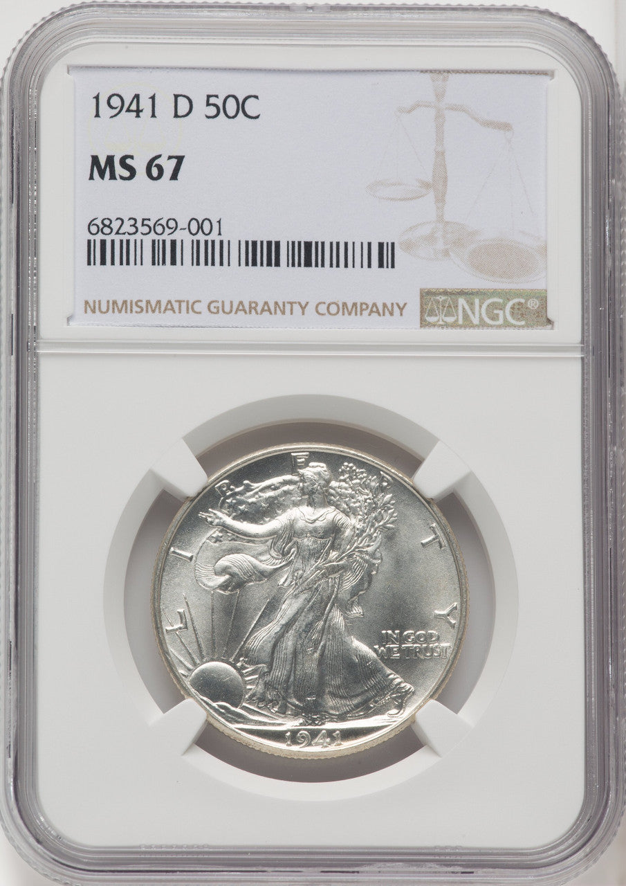 1941-D 50C Walking Liberty Half Dollar NGC MS67 (764290010)