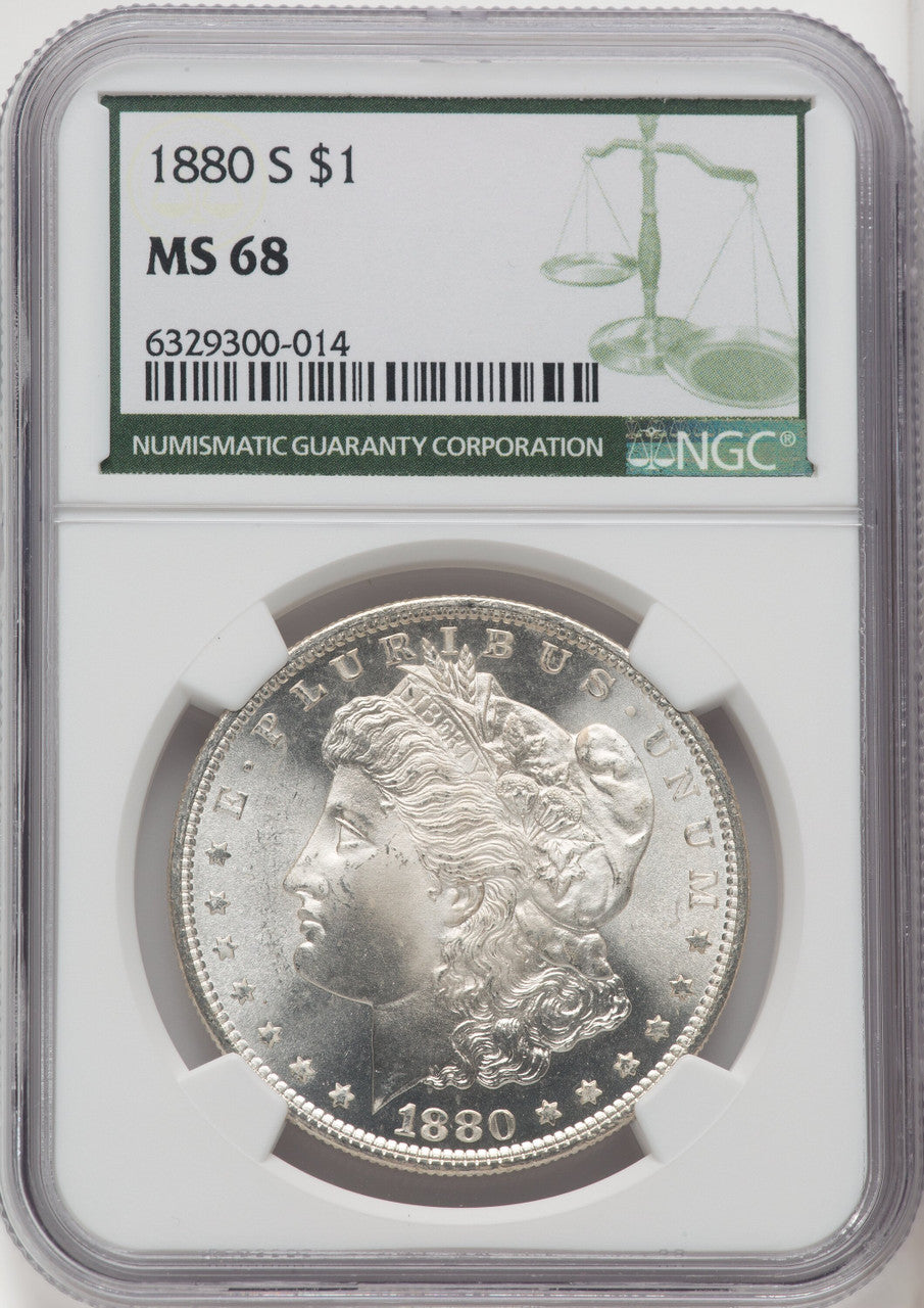 1880-S $1 Green Label Morgan Dollar NGC MS68